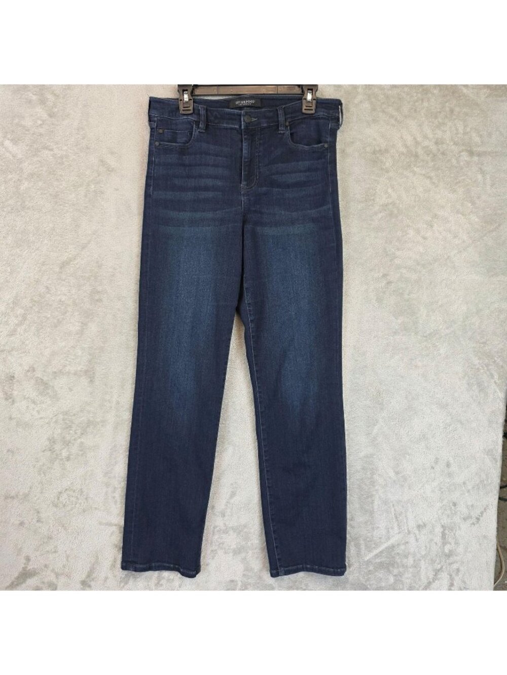 Liverpool Jeans Womens 12 Blue Kennedy Straight Dark Wash Mid Rise Stretch Denim